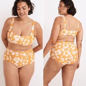 Madewell NWT Second Wave Retro High-Waisted Bikini Bottom in Watercolor Floral S